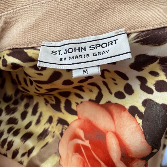 St. John Sport Khaki 2 piece fringe pant suit set - Picture 10 of 16